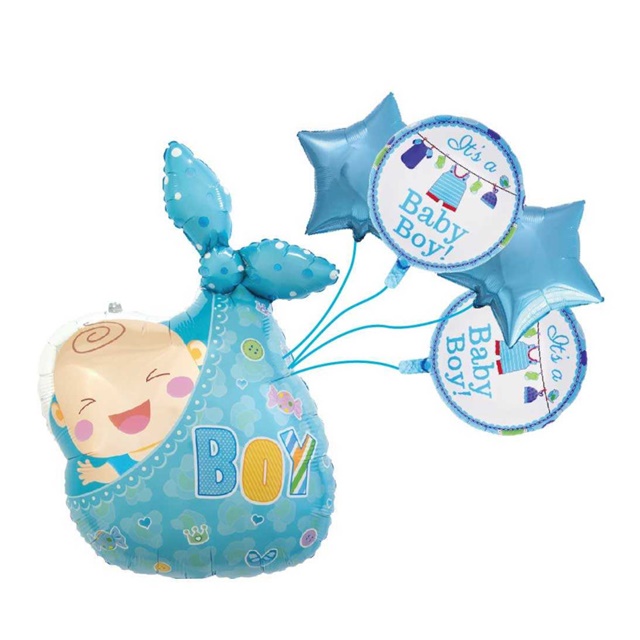 Zestaw balonów ITS A BABY BOY JX20013 - Dziecko w tobołku niebieskie